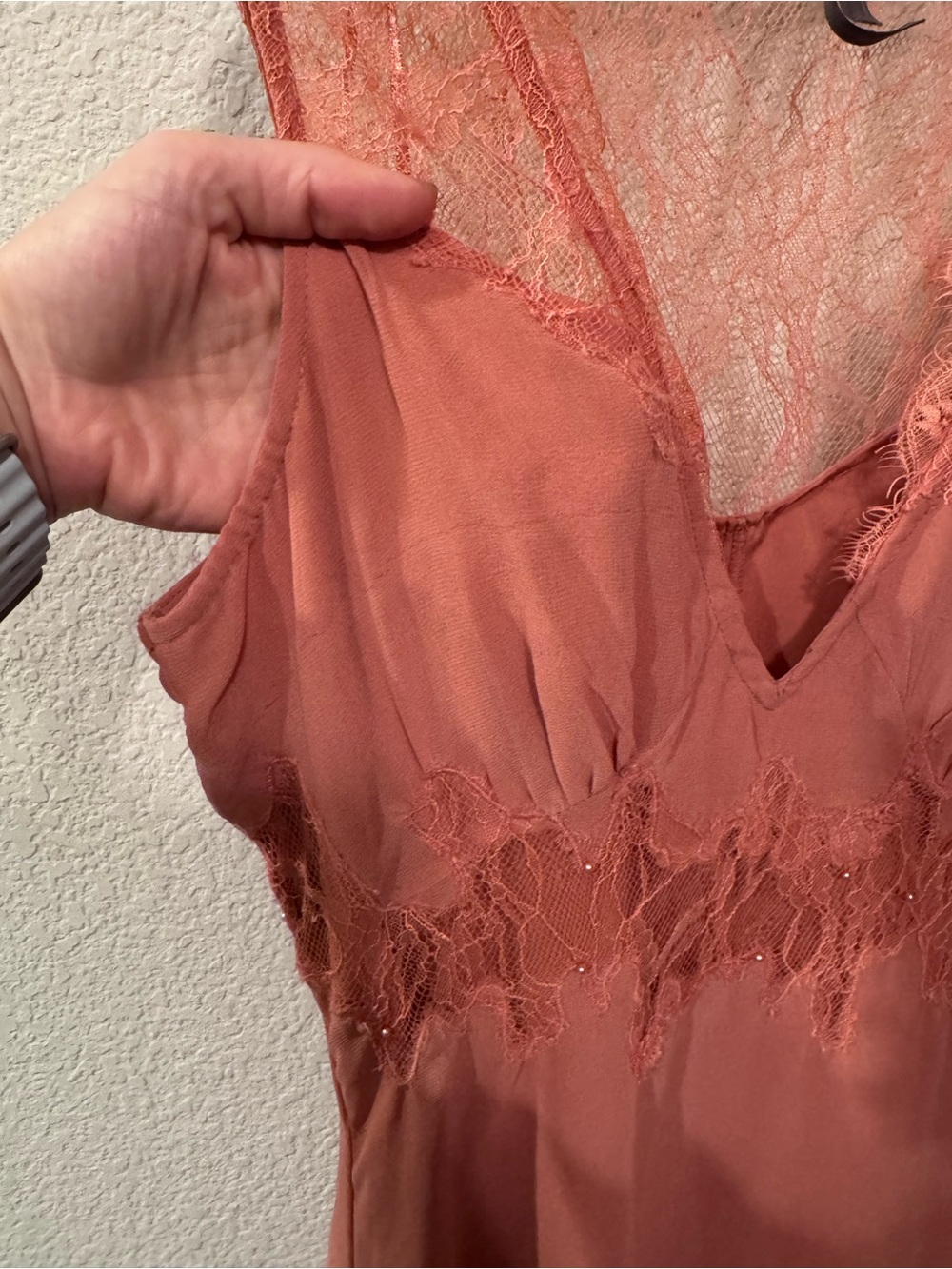 Anthropologie Dusty Rose Lace Maxi Dress Size Medium Romantic Boho - Picture 6 of 15